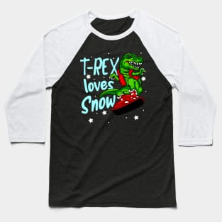 Snowboard T-Rex Dino Snowboarder Gift Baseball T-Shirt